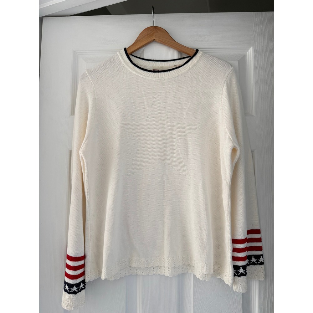 VTG 90s American Knit Crewneck Sweater Patriot Festive Preppy Retro